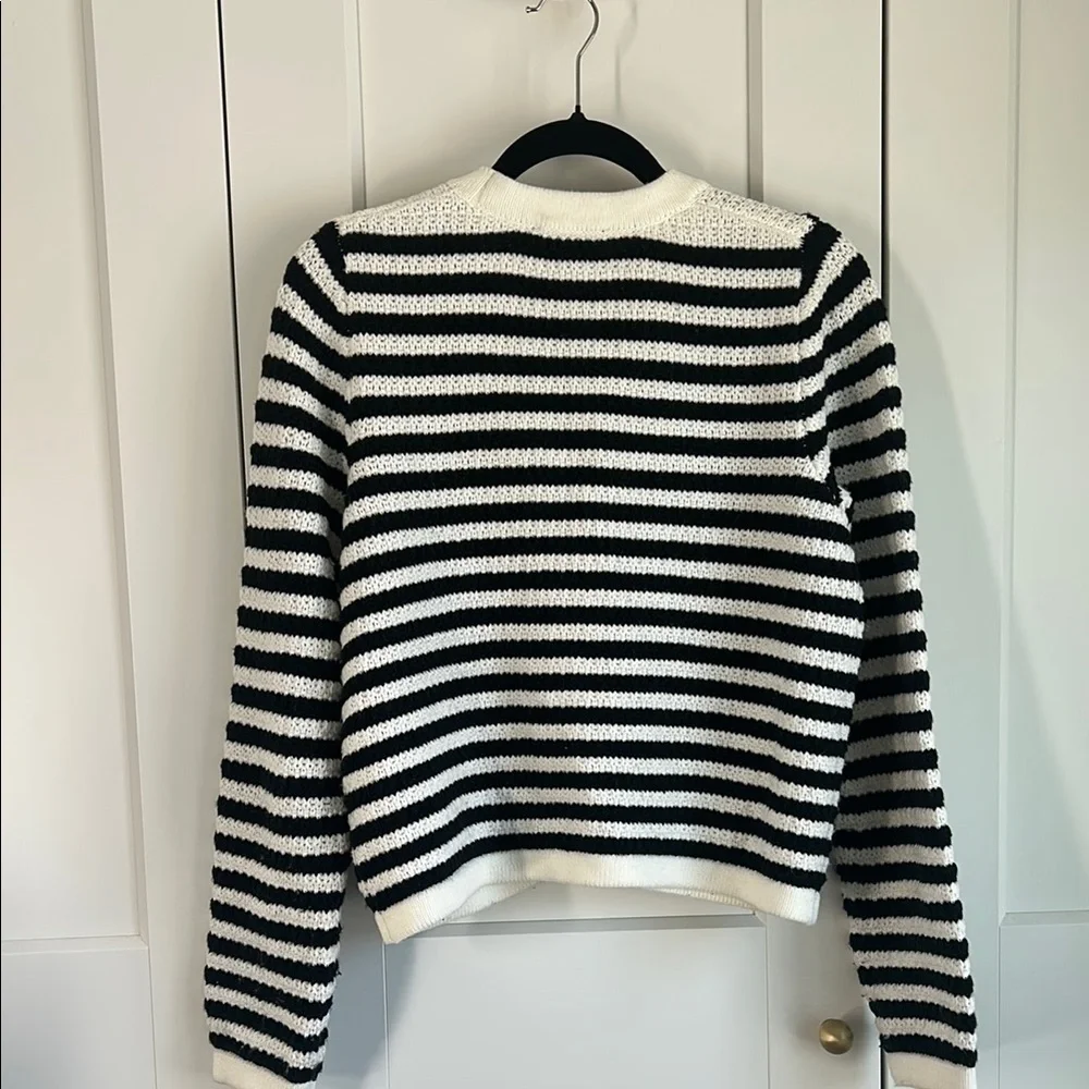 Calligraphie Striped Black and White Women's Sweater | S - Picture 2 of 5
